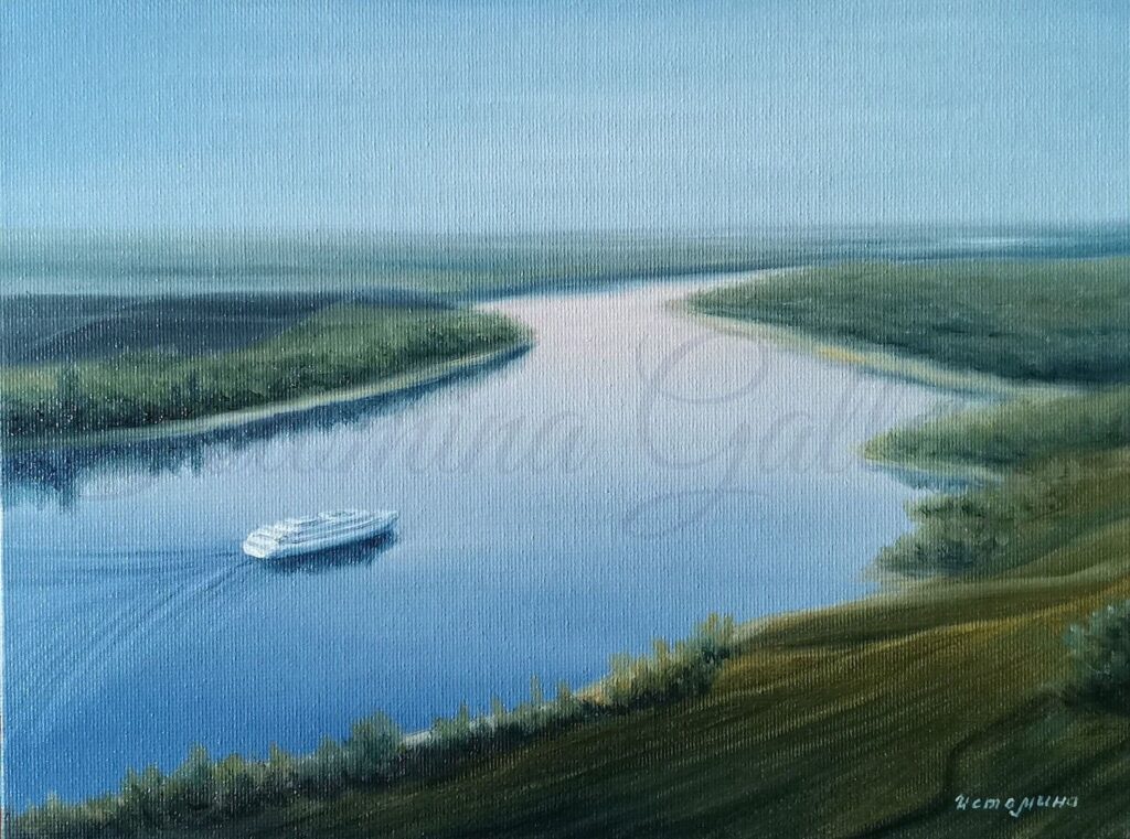 "По просторам рек", 18х24 см