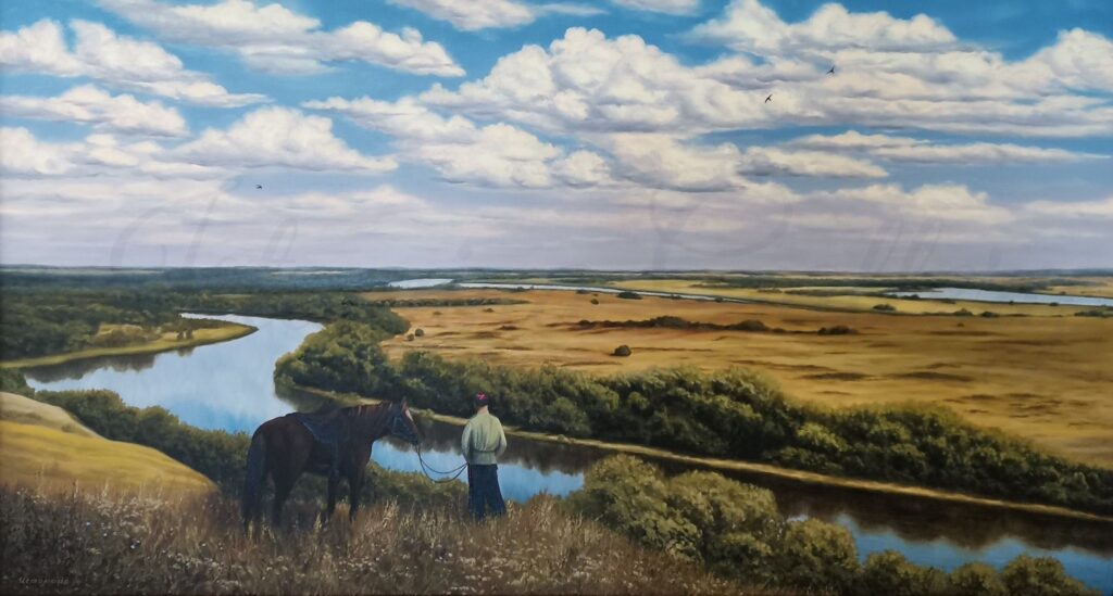 "На Дону любо!", 70х130 см. Холст, масло