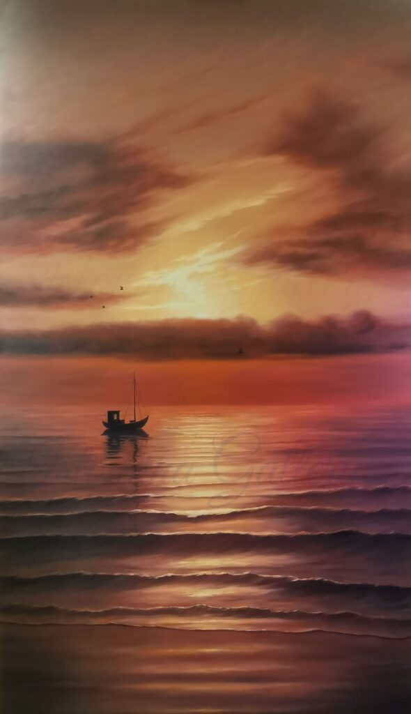 Елена Истомина. Оранжевое море. 190х110 см. Холст, масло.